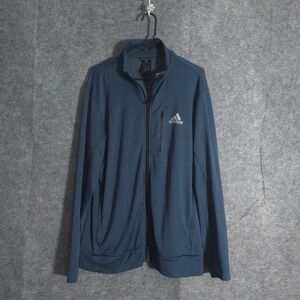Adidas Track Jacket Mens L Blue Full Zip Athletic Comfort Training Sportswear
